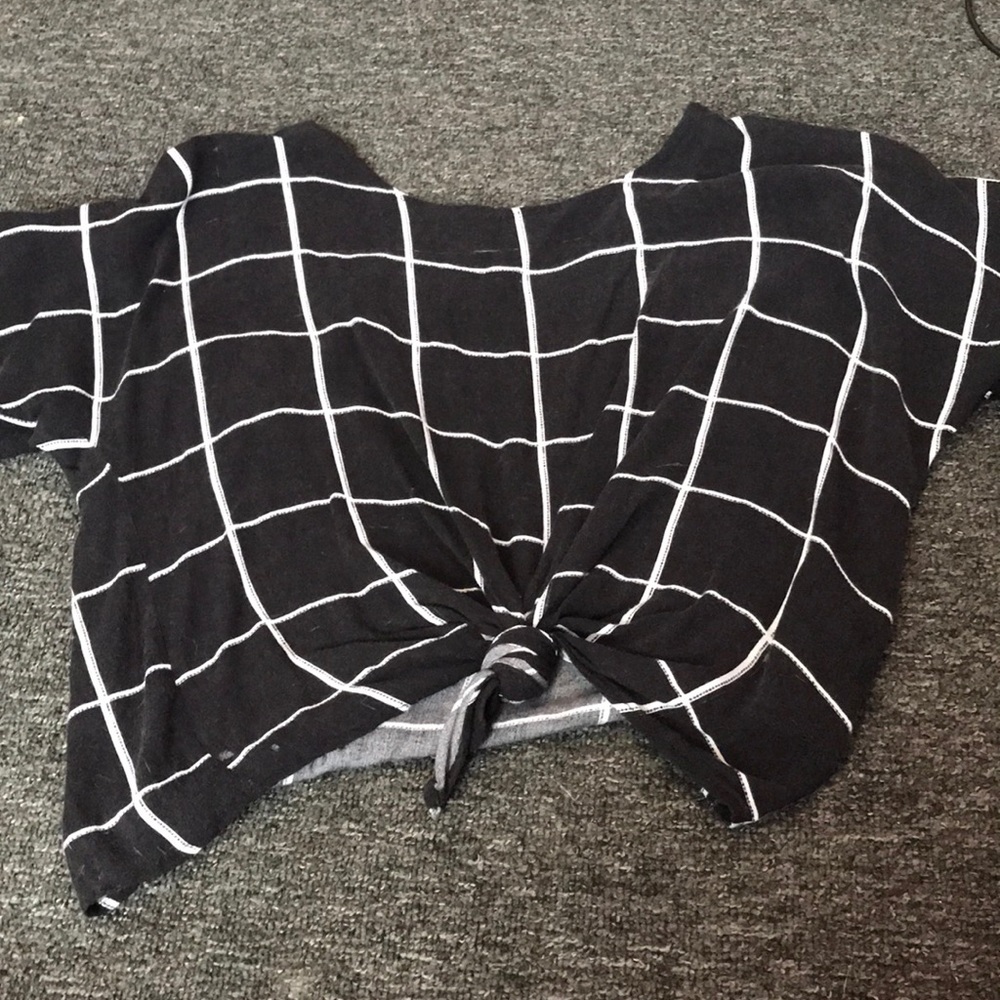 Black and white grid blouse